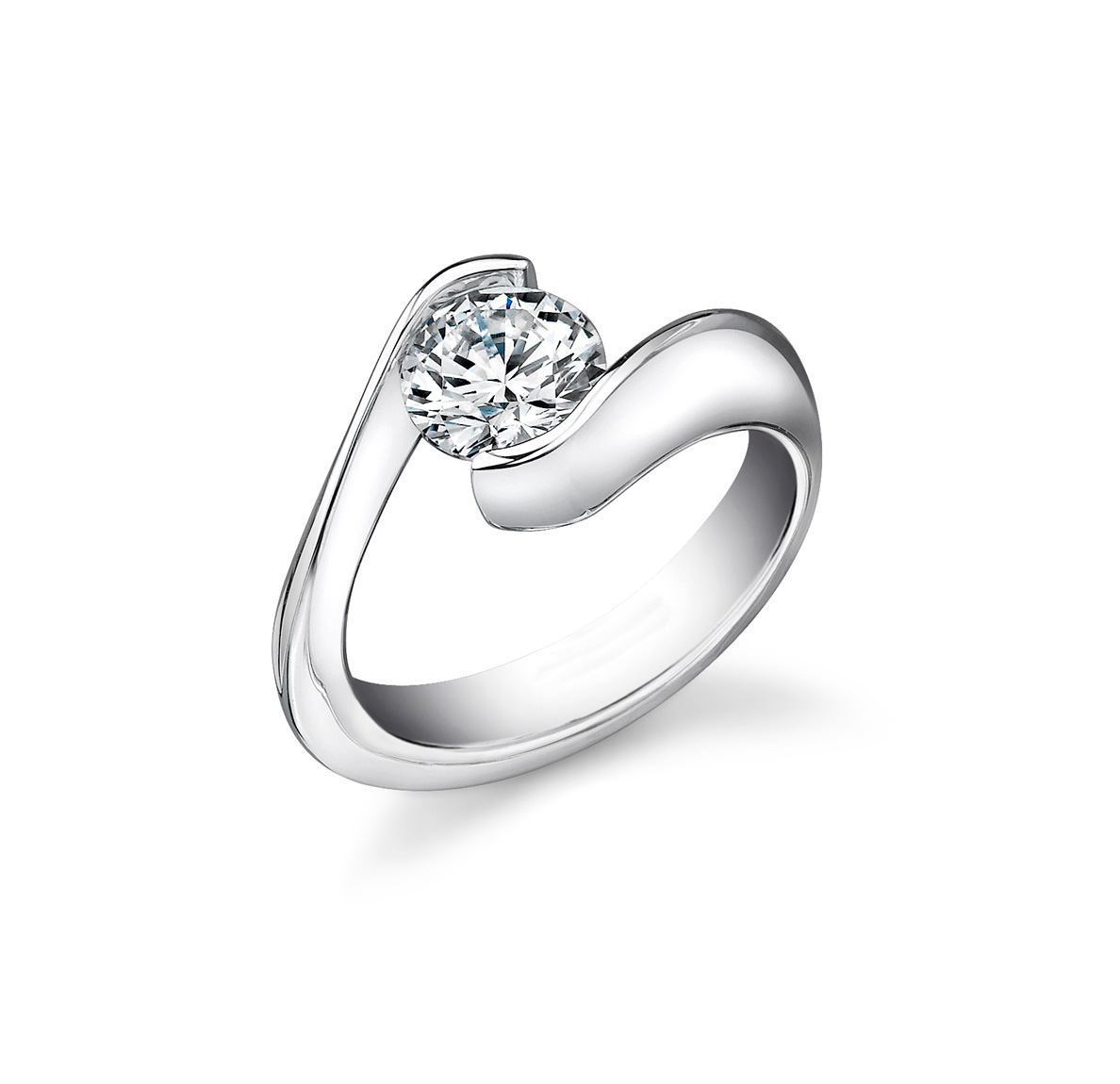 Tension Set Diamond Ring Mounting, 14k WG .11cttw - Gems of La Costa