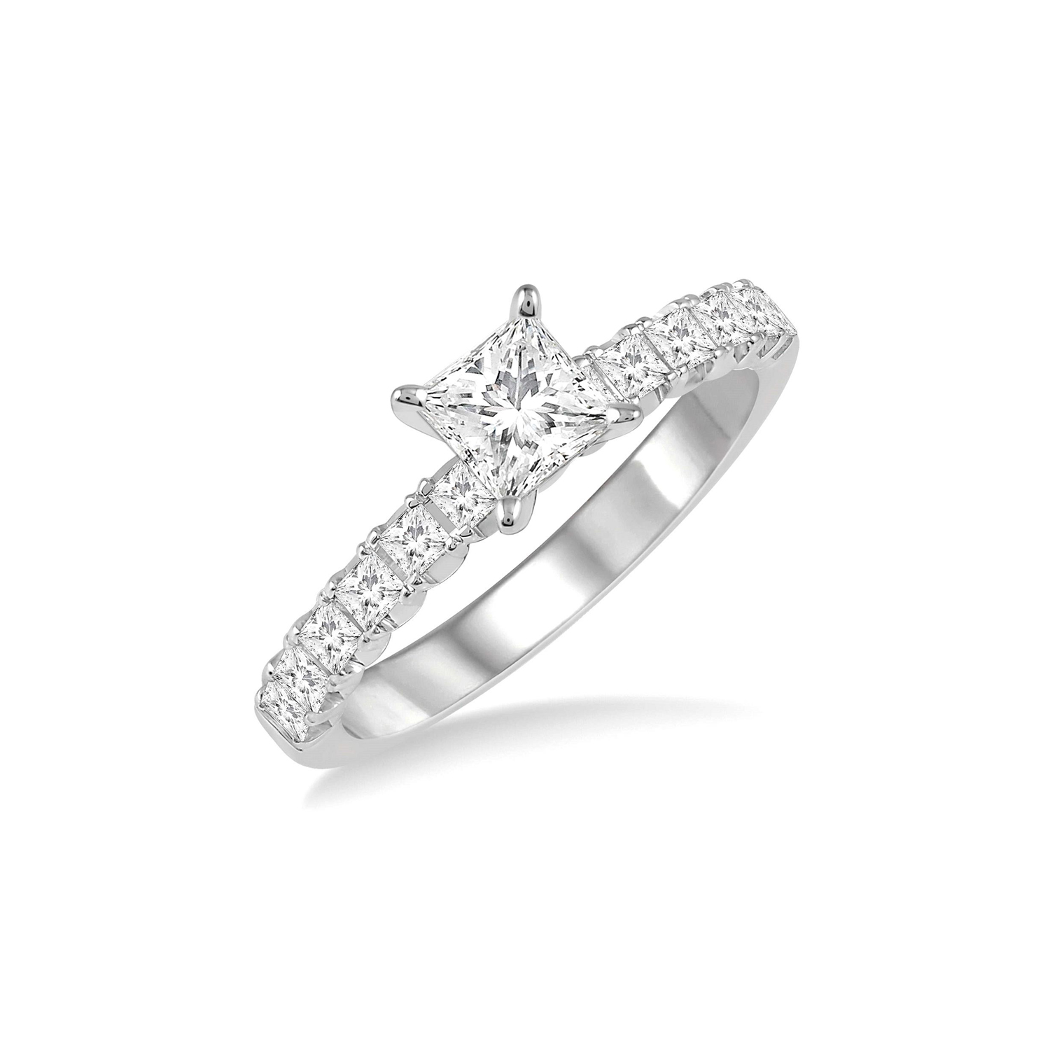 Schouderophalend Maxim Op risico Princess Engagement Ring Mounting, 14k WG .50cttw - Gems of La Costa