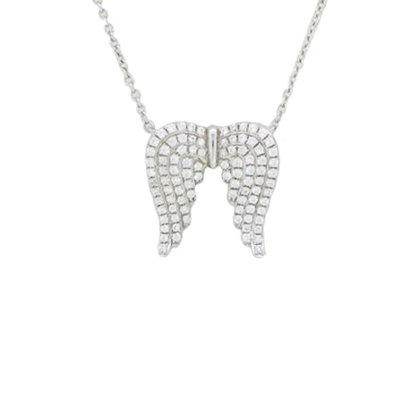 Silver Angel Wings Diamond Fashion Pendant - 87038NBADSSSLPD – National  Jewelry Company