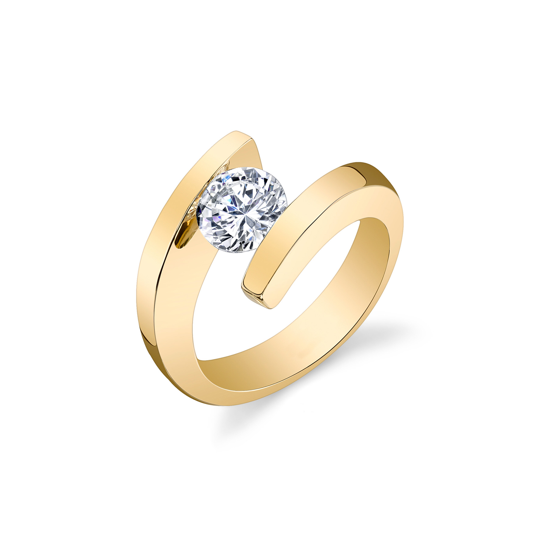 18K Yellow Gold 1 Carat Total Weight Tension-Set Engagement Ring – Elite  Fine Jewelers