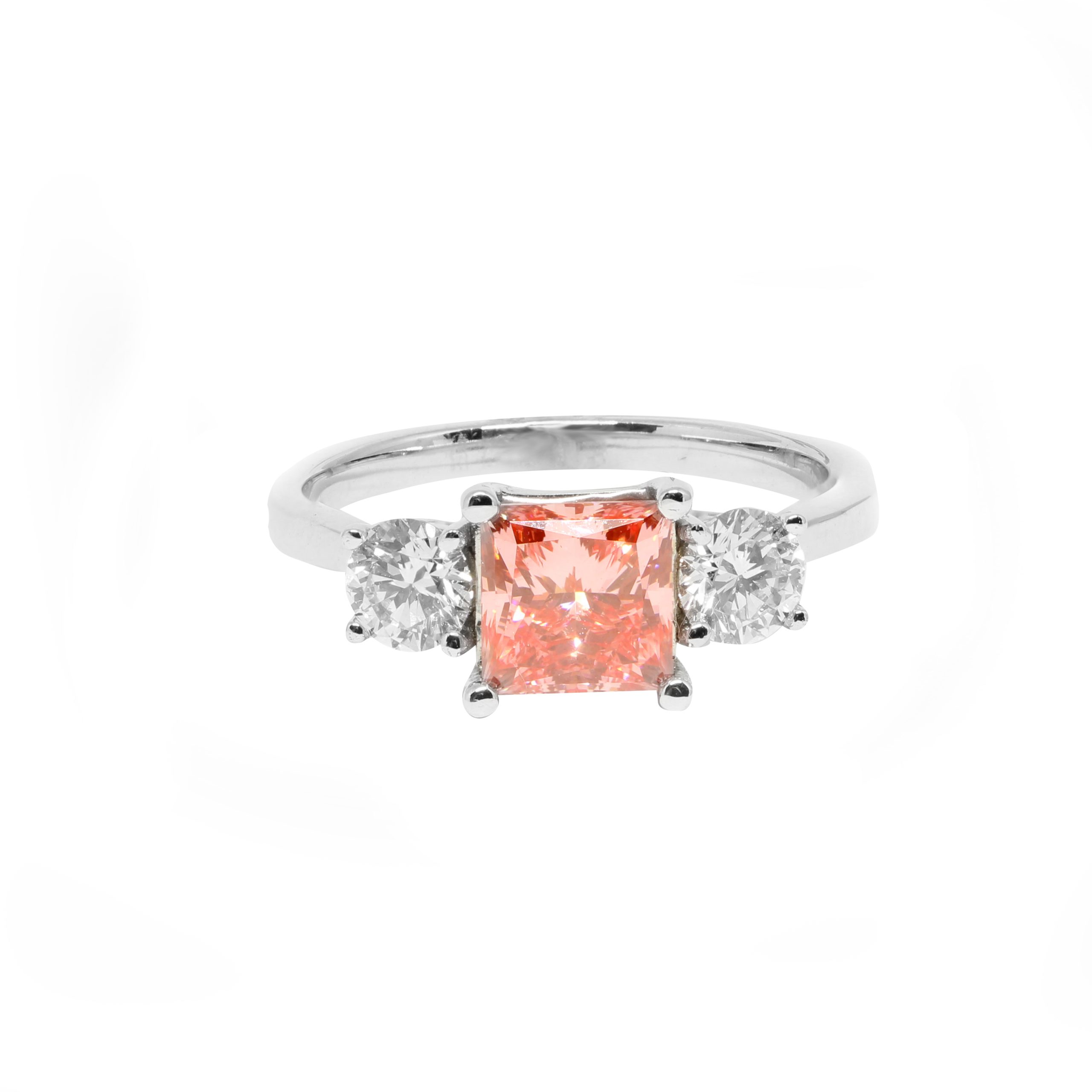 Pink Lab Diamond Engagement Ring, 14k WG 2.3cttw - Gems of La Costa